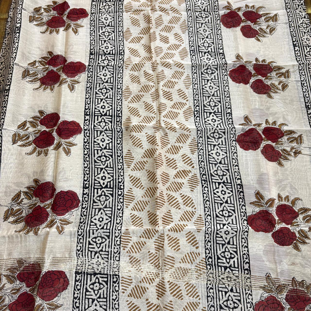 Elegant Chanderi Cotton Printed Unstitched Suit Set-N58001-B