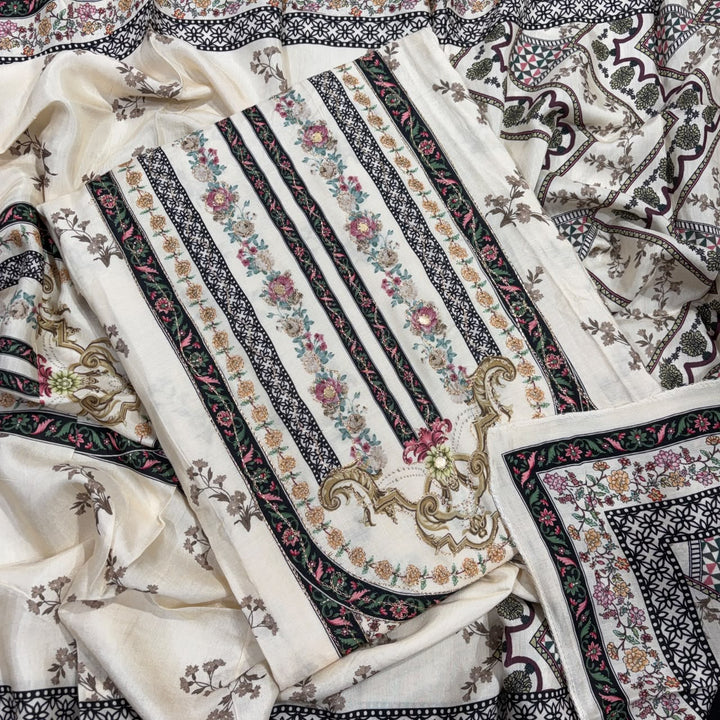 Premium Muslin Printed Unstitched Suit Set-K11330