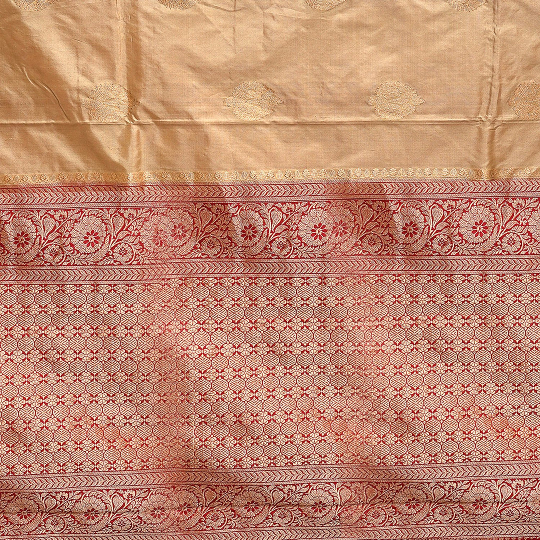 Brandy & Red Colour Pure Banarasi Silk Saree