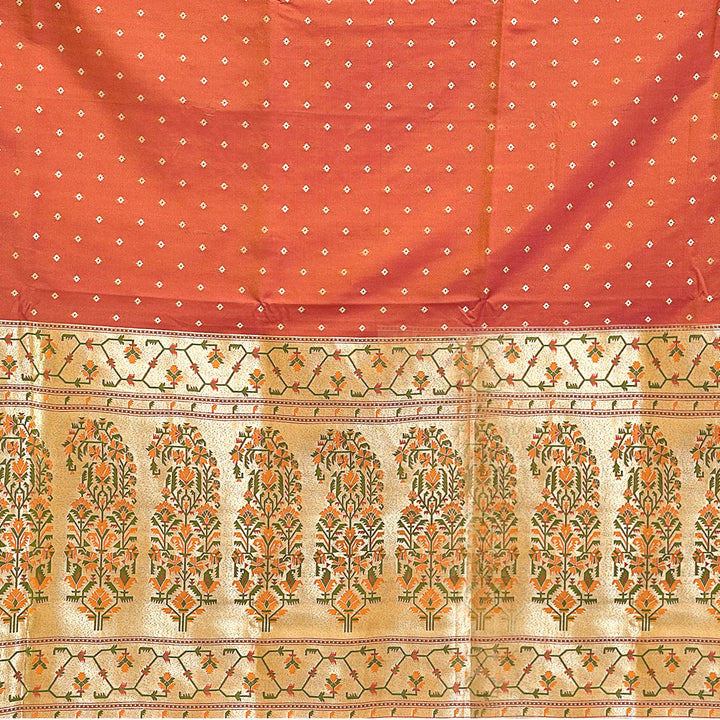 Shocking Orange Cross Colour Banarasi Silk Saree